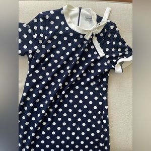 Shelby Palmer Retro Mod Polka Dot Navy Ascot Shift Dress